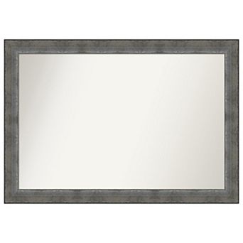 Forged Pewter Non-Beveled Wood Bathroom Wall Mirror