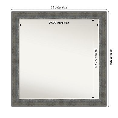 Forged Pewter Non-Beveled Wood Bathroom Wall Mirror