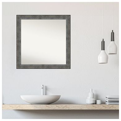 Forged Pewter Non-Beveled Wood Bathroom Wall Mirror