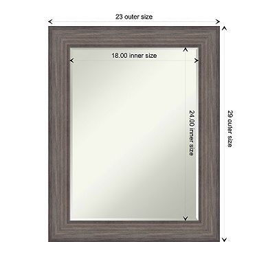 Country Barnwood Petite Bevel Wood Bathroom Wall Mirror
