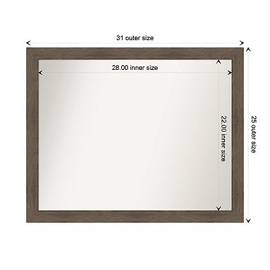 Hardwood Narrow Non-beveled Wood Bathroom Wall Mirror