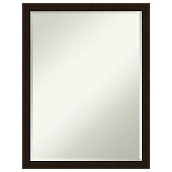 Espresso Brown Petite Bevel Wood Bathroom Wall Mirror