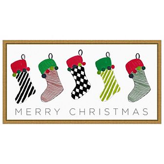 Christmas Stockings by Patricia Pinto Framed Canvas Wall Art Print