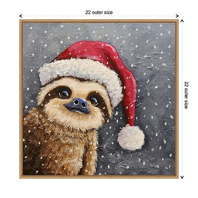 Merry Christmas Sloth by Lucia Stewart Framed Canvas Wall Art Print