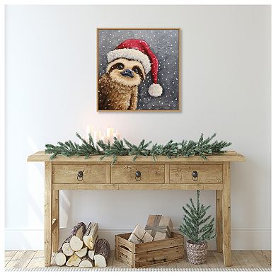 Merry Christmas Sloth by Lucia Stewart Framed Canvas Wall Art Print