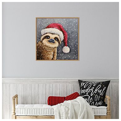 Merry Christmas Sloth by Lucia Stewart Framed Canvas Wall Art Print