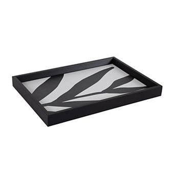 Decorative Wood Ottoman/Coffee Table Tray Featuring Modern Botanical Abstract