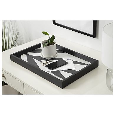 Decorative Wood Ottoman/Coffee Table Tray Featuring Modern Botanical Abstract