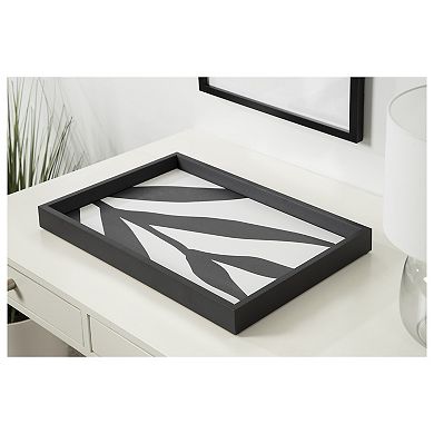 Decorative Wood Ottoman/Coffee Table Tray Featuring Modern Botanical Abstract