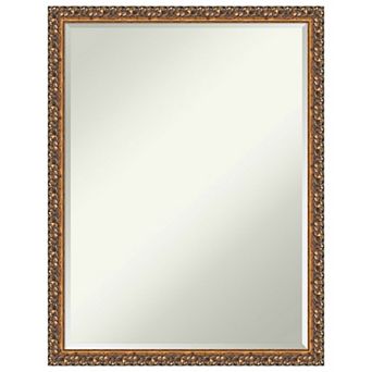 Antique Bronze Petite Bevel Wood Bathroom Wall Mirror