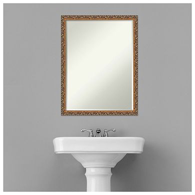 Antique Bronze Petite Bevel Wood Bathroom Wall Mirror
