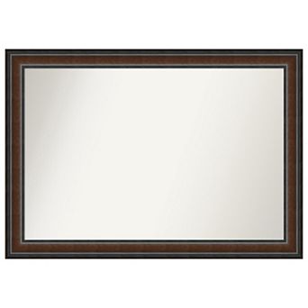 Cyprus Walnut Non-beveled Wood Bathroom Wall Mirror