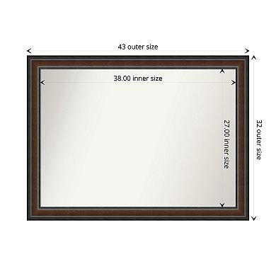 Cyprus Walnut Non-beveled Wood Bathroom Wall Mirror