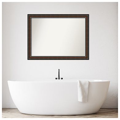 Cyprus Walnut Non-beveled Wood Bathroom Wall Mirror