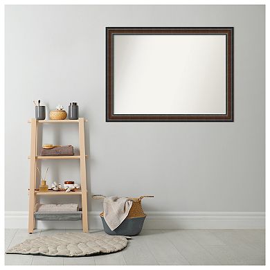 Cyprus Walnut Non-beveled Wood Bathroom Wall Mirror