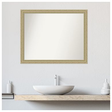 Champagne Teardrop Non-Beveled Wood Bathroom Wall Mirror
