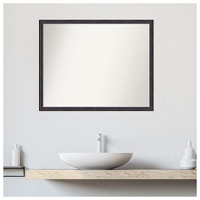 Dark Scoop Non-beveled Wood Bathroom Wall Mirror