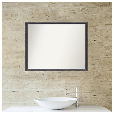 Dark Scoop Non-beveled Wood Bathroom Wall Mirror