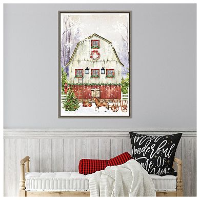 Country Christmas Barn by Art Nd Framed Canvas Wall Art Print