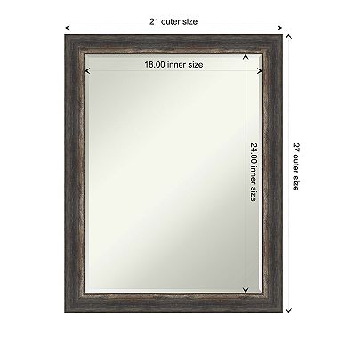 Bark Rustic Char Narrow Petite Bevel Bathroom Wall Mirror