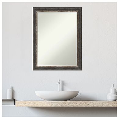 Bark Rustic Char Narrow Petite Bevel Bathroom Wall Mirror