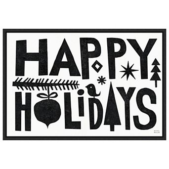 Christmas Whimsy Happy Holidays Black by Michael Mullan Framed Canvas Wall Art Print