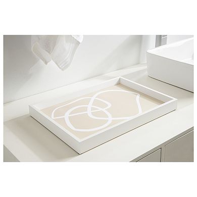 Decorative Wood Ottoman/Coffee Table Tray Featuring Lines Three