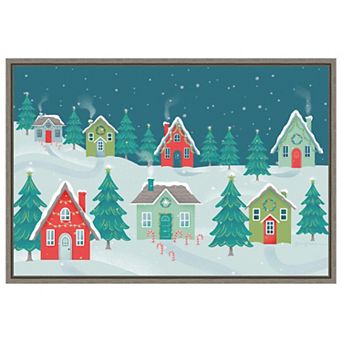 Fa La La I Christmas Houses by Gia Graham Framed Canvas Wall Art Print