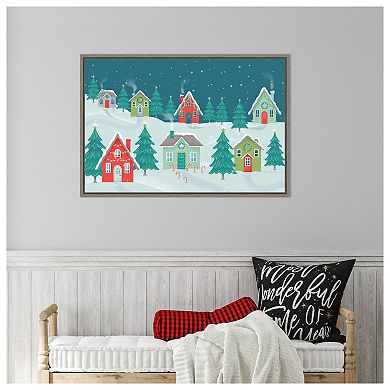Fa La La I Christmas Houses by Gia Graham Framed Canvas Wall Art Print