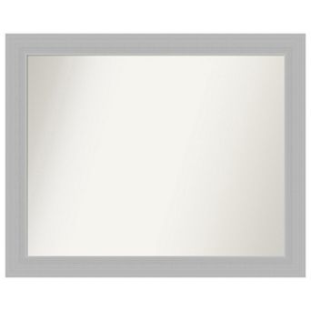 Brushed Sterling Non-beveled Wood Bathroom Wall Mirror
