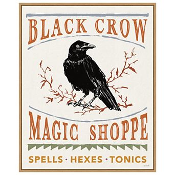 Black Crow Halloween Color by Anne Tavoletti Framed Canvas Wall Art Print