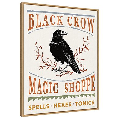 Black Crow Halloween Color by Anne Tavoletti Framed Canvas Wall Art Print