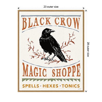 Black Crow Halloween Color by Anne Tavoletti Framed Canvas Wall Art Print