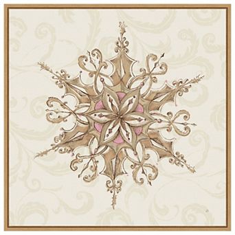 Elegant Season Snowflake I Pink by Daphne Brissonnet Framed Canvas Wall Art Print