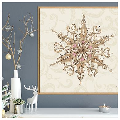 Elegant Season Snowflake I Pink by Daphne Brissonnet Framed Canvas Wall Art Print