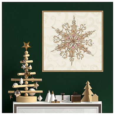 Elegant Season Snowflake I Pink by Daphne Brissonnet Framed Canvas Wall Art Print