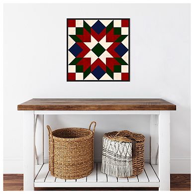Christmas Barn Quilt IV by Victoria Barnes Framed Canvas Wall Art Print