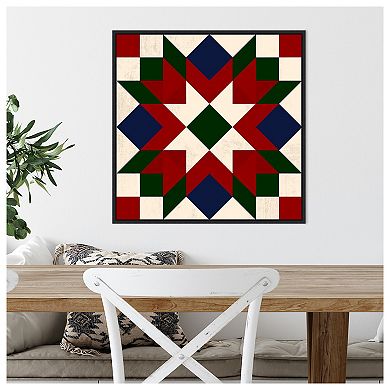 Christmas Barn Quilt IV by Victoria Barnes Framed Canvas Wall Art Print