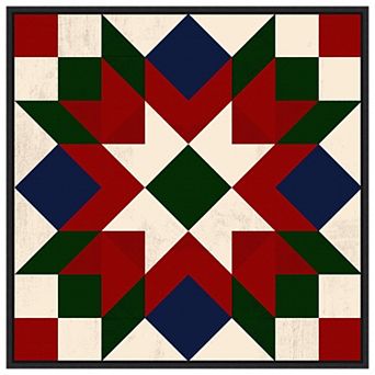 Christmas Barn Quilt IV by Victoria Barnes Framed Canvas Wall Art Print