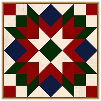 Christmas Barn Quilt IV by Victoria Barnes Framed Canvas Wall Art Print