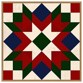 Christmas Barn Quilt IV by Victoria Barnes Framed Canvas Wall Art Print