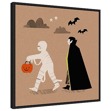 Halloween Mummy Vampire Graphic IV by Victoria Barnes Framed Canvas Wall Art Print