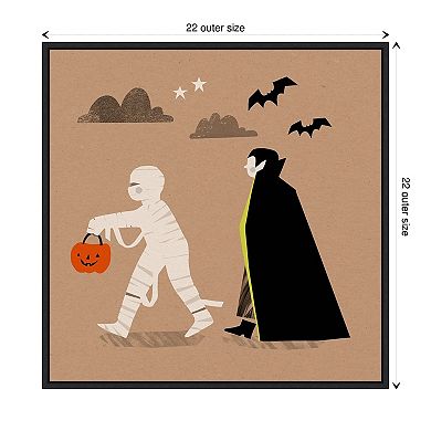 Halloween Mummy Vampire Graphic IV by Victoria Barnes Framed Canvas Wall Art Print