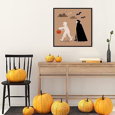 Halloween Mummy Vampire Graphic IV by Victoria Barnes Framed Canvas Wall Art Print