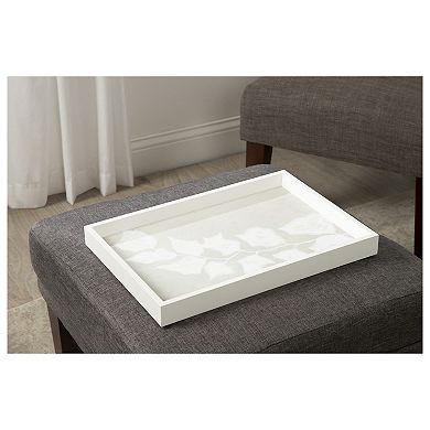 Decorative Wood Ottoman/Coffee Table Tray Featuring Paper Bark