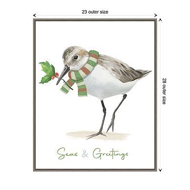Christmas Sandpiper II by Lucca Sheppard Framed Canvas Wall Art Print