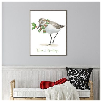 Christmas Sandpiper II by Lucca Sheppard Framed Canvas Wall Art Print