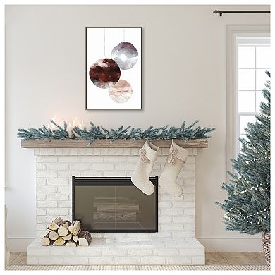 Holiday Time 3 Christmas Ornaments by Design Fabrikken Framed Canvas Wall Art Print