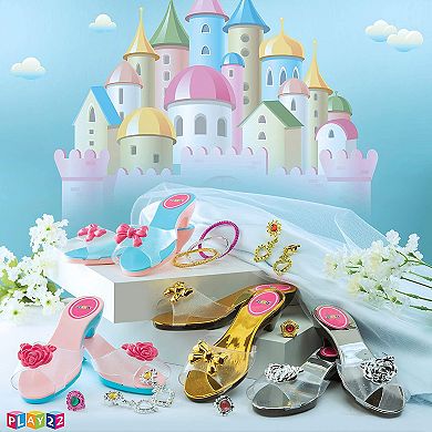 Princess Dress Up Shoes - 18pc Princess Toys for Little Girls - Toddler Dress Up Jewelry Toy Heels - 4 5 Year Old Girl Birthday Gifts  4 Pairs of Shoes 2 Earrings 3 Bracelets and 3 Rings