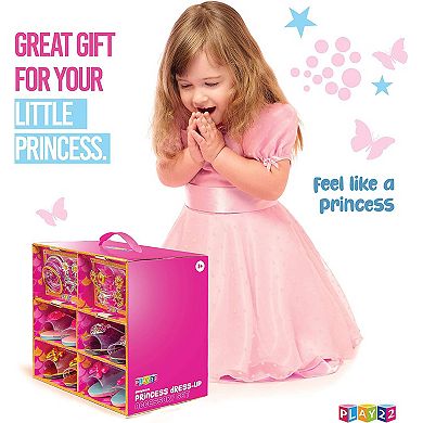 Princess Dress Up Shoes - 18pc Princess Toys for Little Girls - Toddler Dress Up Jewelry Toy Heels - 4 5 Year Old Girl Birthday Gifts  4 Pairs of Shoes 2 Earrings 3 Bracelets and 3 Rings